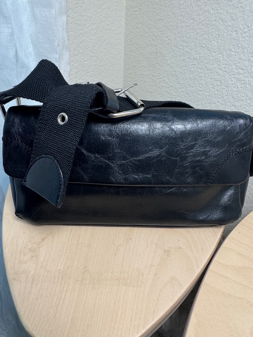 Black Shoulder Bag Faux Leather